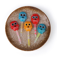 Sucette Crâne Lumineuse dans le Noir 12g avec Bâton Fluorescent Bonbon Dur pour Fête Nocturne d'Halloween