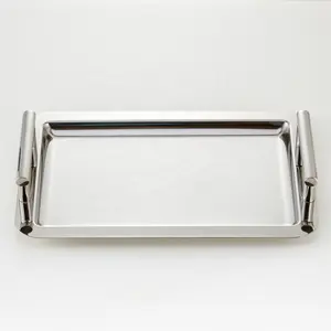 Rectangular Plate Stainless Steel Square Serving Dishes Tray Fruit Dessert Food Platter Restaurant and Hotel Supplies