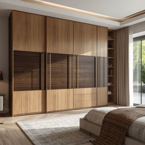 Armoire de rangement moderne sur mesure OEM ODM à 4 portes, meuble de chambre à coucher en bois pour vêtements - Product Image 4