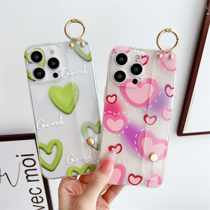 For Samsung Tpu Soft Shell Phone Case With Magnetic Ring Heart Design Transparent Lanyard Wristband Stand Crossbody - Product Image 3