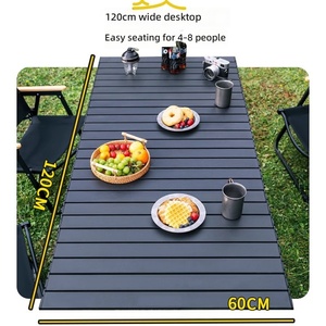 Tavolo Pieghevole da Esterno in Acciaio al Carbonio Leggero per Campeggio, <span class=keywords><strong>Set</strong></span> Completo di Attrezzatura da Picnic con Sedie Antiscivolo Opache - Product Image 2
