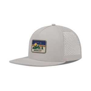 High Quality Structured 5 Panel Laser Cut Hole Perforated Golf <b>Hat</b> <b>Flat</b> Brim Rubber Patch Logo Waterproof <b>Cap</b> For Outdoor Sports - Product Image 4