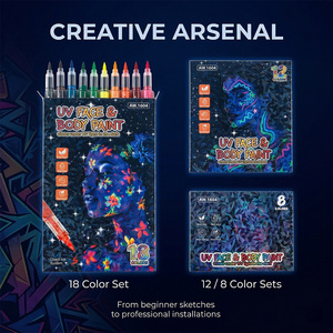 Marcadores de Tatuajes Temporales UV No Tóxicos, 8 Colores, Marcador de Tatuajes Borrable en Seco y Húmedo, Pintura Facial Brillante en la Oscuridad, Graffiti <span class=keywords><strong>para</strong></span> Niños y Adultos - Product Image 3