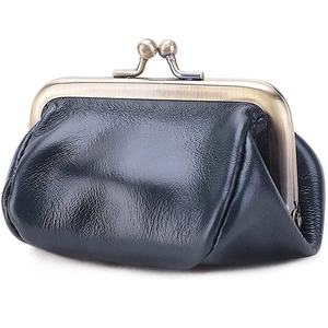 Bolso de Mano Tipo Clutch de Cuero Genuino Vintage de Alta Calidad para Mujer, Cierre de Broche, Monedero Retro para Monedas - Product Image 1