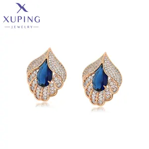 X000731125 XUPING Jewelry Leaf Shape Style 18K Gold Color Classic Vintage Fashion Jewelry women's Stud Earrings
