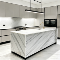 Marbre blanc colombien naturel poli, idéal pour les îlots de cuisine de villas, les murs et les escaliers des halls d'hôtels