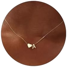 Collier Initiales en Plaqué Or 18 Carats avec Pendentif <span class=keywords><strong>C</strong></span>œur Délicat <span class=keywords><strong>pour</strong></span> Femmes et Adolescentes, Lettre A-Z, Colliers Tendance - Product Image 2