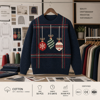 Pull de Noël moche pour homme, tricoté à motif écossais, chaud pour l'hiver, 12GG, faible MOQ, ODM, en mélange de cachemire jacquard