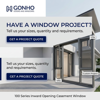 Fenêtre à battant en aluminium pour projets de construction sur mesure, profil de 1,6 mm, double vitrage, ouverture vers l'intérieur