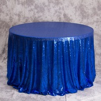 Nappe Ronde de Luxe Haut de Gamme 132 Pouces en Or, Bleu Royal, Paillettes, Rose et Argent pour Mariage et Fêtes, Vente en Gros