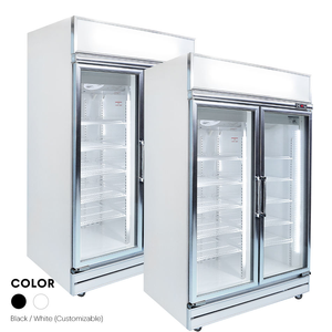 Réfrigérateur de présentation commercial à 2 portes pour l'hôtellerie et la restauration avec portes en verre trempé chauffées, capacité de 1070 L, économie d'énergie pour la présentation de boissons et d'aliments - Product Image 2