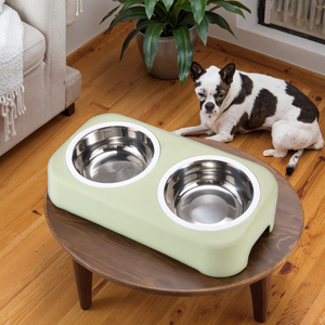 Grosir mangkuk anjing kucing Stainless Steel, aksesori hewan piaraan sederhana warna permen ganda peralatan makanan plastik mangkuk hewan peliharaan - Product Image 5