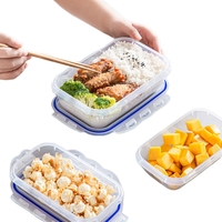 Boîtes à Bento à déjeuner réutilisables, boîtes à Bento de cuisine réfrigérateur en plastique vide hermétiques conteneurs de stockage des aliments avec couvercle de verrouillage et pompe