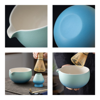 Ensemble de 9 pièces en céramique de porcelaine pour matcha, résistant à la chaleur, avec logo bleu, comprenant tasses à thé et chawan, coffret cadeau, vente en gros RTS