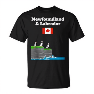 Camiseta con la bandera de Canadá de Newfoundland Labrador Puffins Sea Cliffs - Product Image 2