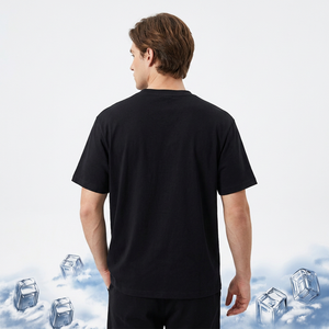 T-shirt noir imprimé Life Emotion pour hommes, avec motif de personnage, manches courtes, col rond, style décontracté - Product Image 2