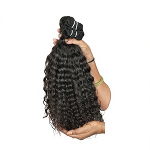 Extensions de cheveux humains indiens noirs vierges non transformés alignés sur les cuticules, dentelle frisée wefted, styles bruts droits et ondulés - Product Image 1