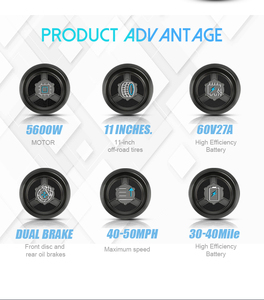 สกู๊ตเตอร์ไฟฟ้ารุ่นใหม่ 60V27Ah ความเร็วสูงสุด 65 กม./ชม. 75 กม./ชม. มอเตอร์คู่ 5600w สกู๊ตเตอร์ไฟฟ้าแบบพับได้สองล้อ - Product Image 2