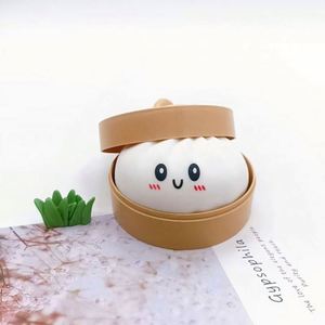 Wholesale Bun-shaped Promotional Toy Cute Dumpling Buns Baozi Squishy Stress Ball Smile Face Steamed Bun <b>Fidget</b> Toy with Steamer - Product Image 3