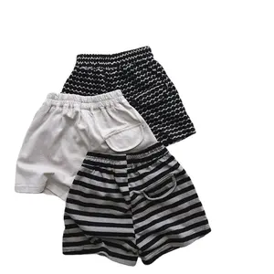 Toddler Boys Shorts 2024 Summer Elastic Waist Children Sport Wear Striped Cotton Fabric Shorts For Kids Boys Casual Wearing