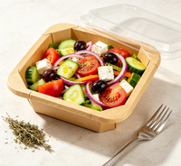 Boîte à lunch carrée jetable en papier kraft imperméable, vente en gros d'usine, conteneur écologique pour plats à emporter, collations, poulet frit, fruits
