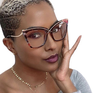 HISTORIA <span class=keywords><strong>2023</strong></span> nueva moda "<span class=keywords><strong>X</strong></span>" Ojo de gato gafas ópticas MARCO DE Metal Anti luz azul bloqueo gafas mujeres Retro gafas de ordenador - Product Image 1