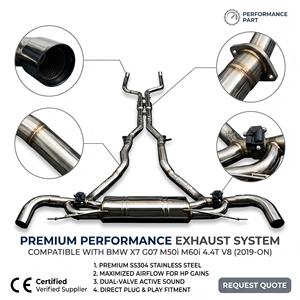ระบบท่อไอเสียแบบ Catback พร้อมวาล์ว ผลิตจากวัสดุ SS304 เชื่อมด้วยวิธี TIG ยี่ห้อ Vortex สำหรับรถยนต์ BMW X7 G07 M50i M60i 4.4T V8 ปี 2019-2025 แบบปลายท่อคู่ ติดตั้งง่ายด้วย Bolt-On ชุดอุปกรณ์ดัดแปลงท่อ - Product Image 1
