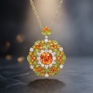 Flower Pendant Necklace 18K Gold Plated Zircon Stone Luxury Women's <b>Snake</b> <b>Chain</b> Party Jewelry - Product Image 3