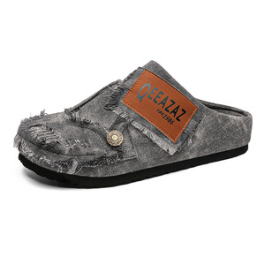 Men's Women Summer Outdoor Flat Mules <b>Sandals</b> Denim Upper Lightweight Slip-On Retro Breathable Beach Walking - Product Image 4
