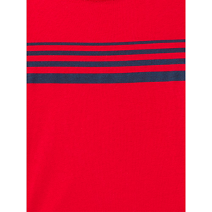 Men's Red Short Sleeve T-Shirt with Navy Contrast Trim Regular Fit O-Neck Casual Wear 100% Cotton Knitted Dry-Fit Breathable - Product Image 2