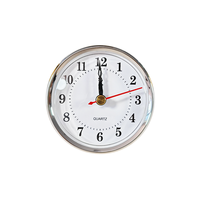 Insert Jam Quartz 80mm, Bezel Perak, Dial Putih, Angka Arab, Jarum Detik Merah, Plastik, Modern, DIY, Dekorasi Rumah, OEM