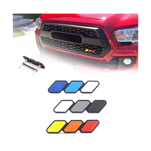 Emblème de calandre avant tricolore style course, autocollant ABS réutilisable universel compatible pour décoration extérieure - Product Image 1
