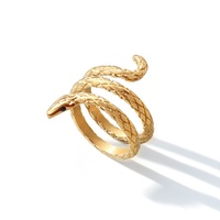 Adjustable Silver Color Snake Ring, 18K Gold Plated