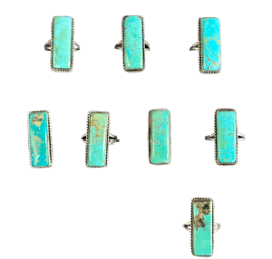 Wholesale Brass <b>Silver</b> Plated Bohemian Wedding <b>Rings</b> Handmade Bulk Natural Turquoise Cocktail <b>Ring</b> <b>Emerald</b> Cut Unisex Fashion - Product Image 1