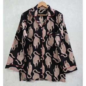 Conjunto de Pijama de Algodón Estampado para Mujer, Ajuste Cómodo, Suave y Transpirable, Ropa de Dormir Informal y Elegante de Dos Piezas - Product Image 2