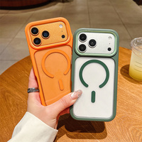 Casing Ponsel Anti Benturan Magnetik Transparan untuk iPhone 17 16 15 14 Pro Max Defender bumper Kuat 2 in 1 Penutup Belakang Tebal