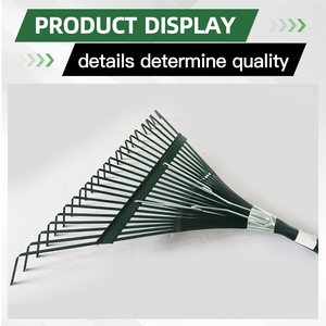 Prix de gros Râteau à feuilles en acier vert pour l'agriculture 22 dents Râteau de jardin avec long manche en bois - Product Image 4