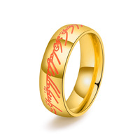 Bague du Seigneur des Anneaux en Acier Inoxydable Gravée, Réplique du Seigneur des Anneaux, Style Viking Nordique, Or et Argent Lumineux, Bijou Unisexe pour Homme