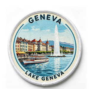 Geneva Lake Geneva Embroidered Iron-On Patch Circle Woven Fabric Gift Decorative Applique - Product Image 6