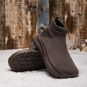 Chaussures de sport à enfiler pour hommes avec tige extensible, doublure en peluche, chaussures d'hiver chaudes, confortables, antidérapantes, chaussures de course, logo personnalisé - Product Image 5