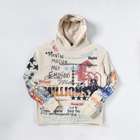 Sweat à capuche court pour homme, 100% coton, grammage lourd 450 GSM, sans cordon, coupe oversize, impression DTG graphique, logo personnalisé
