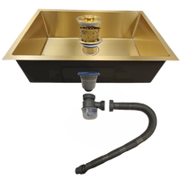 Ensemble d'éviers de cuisine à cuvette unique de calibre 16 en acier inoxydable de style encastré doré de 27x17 pouces