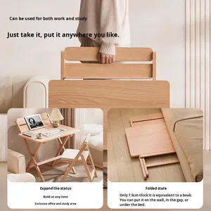 Table pliante Igrow, bureau d'ordinateur pour étudiant, petit espace, table de chevet en bois massif, table d'étude simple, bureau de bureau, chaise pliante - Product Image 3