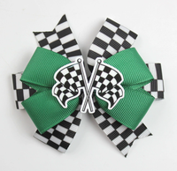 Nouvelles barrettes à cheveux en résine de 3,7 pouces avec nœud en gros-grain et drapeau à carreaux de course F1, accessoires pour cheveux sur le thème du sport automobile pour filles, en boîte