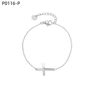 Amy Amy <b>Cross</b> Bracelet Silver Plated Zirconia <b>Chain</b> Women's Religious Jewelry Gift P0116 - Product Image 1