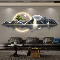 Modern Living Room Wall Decoration Wall Hanging Acrylic LED Landscape Crystal Porcelain Painting Luxury Home Wall Art
