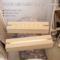 Base de lampe LED ronde en bois USB de 15 cm (6 pouces) avec socle d'affichage en plexiglas acrylique, à intensité variable, pour chambre à coucher