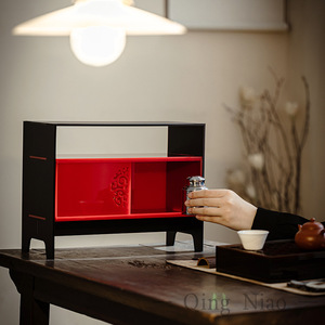 Chinese Style Acrylic Tea Storage Rack Transparent Household Organizer <b>Teacup</b> Teapot Display With Back Panel Dust Proof - Product Image 2
