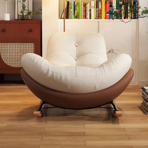 كرسي أريكة فردي دوار بتصميم نورديك حديث وفاخر، كرسي هزاز من القماش والمعدن للمنزل وغرفة المعيشة والشرفة وغرفة النوم والترفيه - Product Image 2
