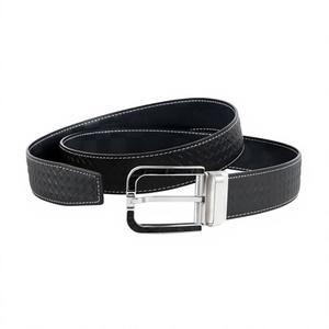 Ceinture formelle vintage pour homme en cuir de vache véritable 100% original, couleur noire, écologique, imperméable, boucle carrée en acier - Product Image 4